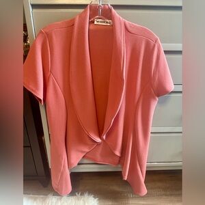 Doublju Casual Open Front Blazer XL - Salmon Pink